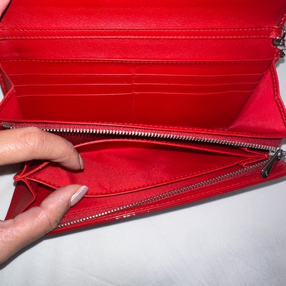 DIOR PURSE TROTTER CHAIN WALLET PATENT LEATHER Red - Picture 12 of 13